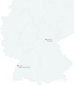 Karte Standorte KASTO Maschinenbau Schalkau und Achern