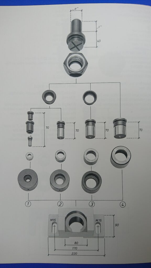 MUBEA: Muhr und Bender, Attendorn, Reduzierung, Adapter, Stempelhalter, Matrizenhalter,  Überwurfmutter, Stanzsattel,  Exzenterpresse, M42, M64, Sattelaufsatz, Reduzierhülse, Stempelbeilage, Matrizenreduzierung 30/15, 45/30, 50/30, 50/45, Fritz Haas Werksvertretung Oberasbach BayernPeter Krauss, Naila, Kewema, Schülpke, Peddinghaus, WAVO 